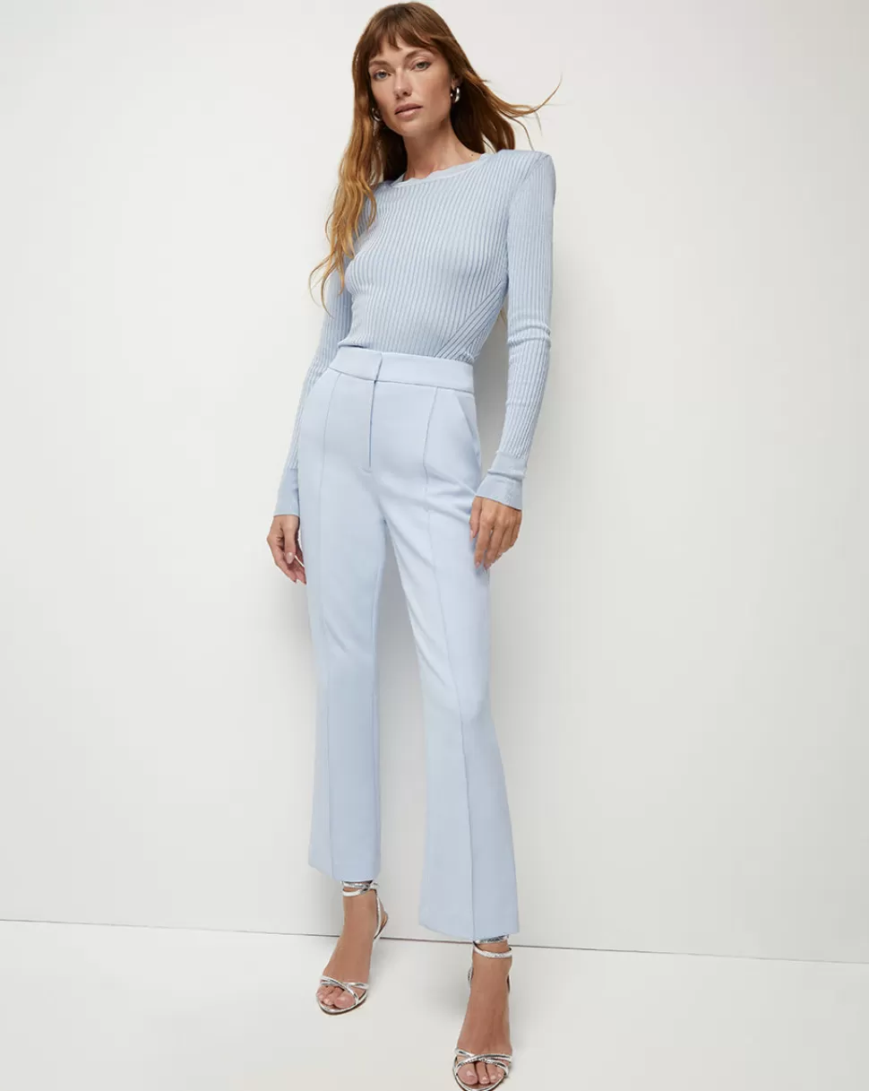 Veronica Beard Best Sellers | Clothing>Acara Ribbed Long-Sleeve Pullover Shirt Ice Blue