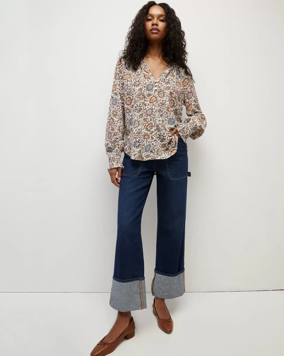 Veronica Beard Tops & Tees | Clothing>Alexandria Long-Sleeve Floral Top Ecru Multi