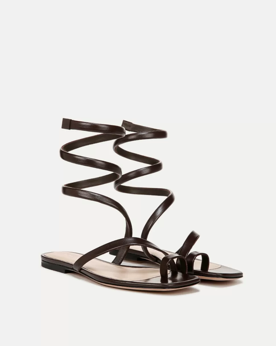 Veronica Beard Shoes | All Shoes>Allura Flat Leather Ankle-Wrap Sandal Cacao