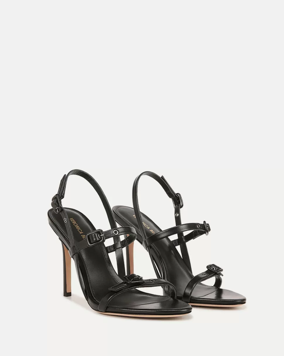 Veronica Beard Shoes | All Shoes>Alta Buckled Strap Leather Sandal Black