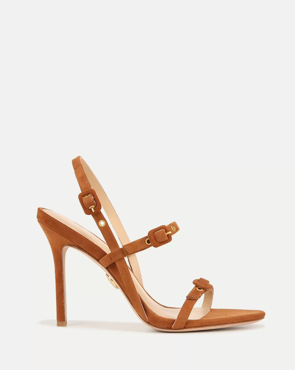 Veronica Beard Best Sellers | Shoes>Alta Buckled Strap Suede Sandal Caramel