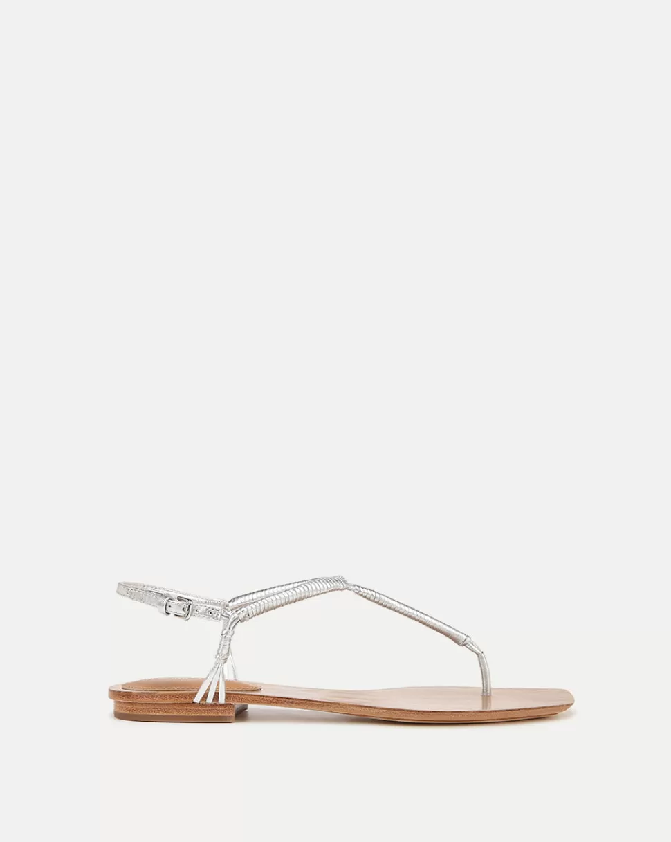 Veronica Beard Shoes | All Shoes>Amelia Metallic T-Strap Sandal Silver