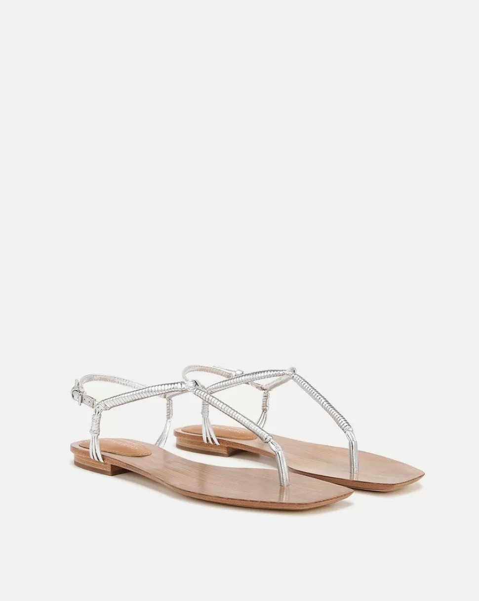 Veronica Beard Shoes | All Shoes>Amelia Metallic T-Strap Sandal Silver