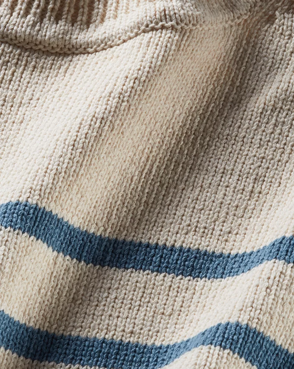Veronica Beard Clothing | Sweaters>Andover Rib Trim, Blue/White Striped Sweater Ecru/Slate Blue