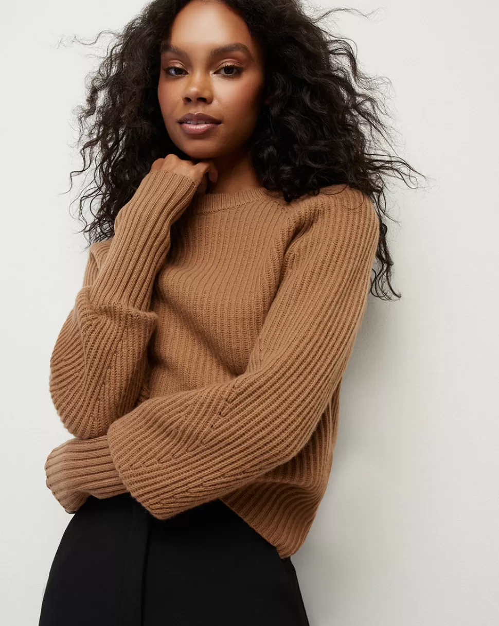 Veronica Beard Sweaters>Angela Merino Wool Ribbed Pullover Acorn