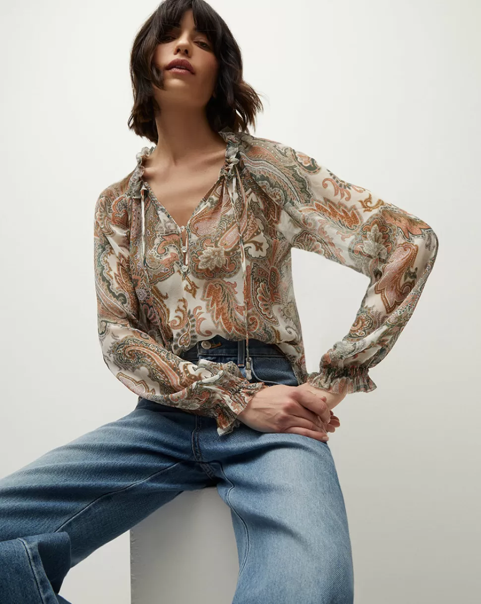 Veronica Beard Tops & Tees | Clothing>Antonette Georgette Paisley Blouse Barely Orchid Multi