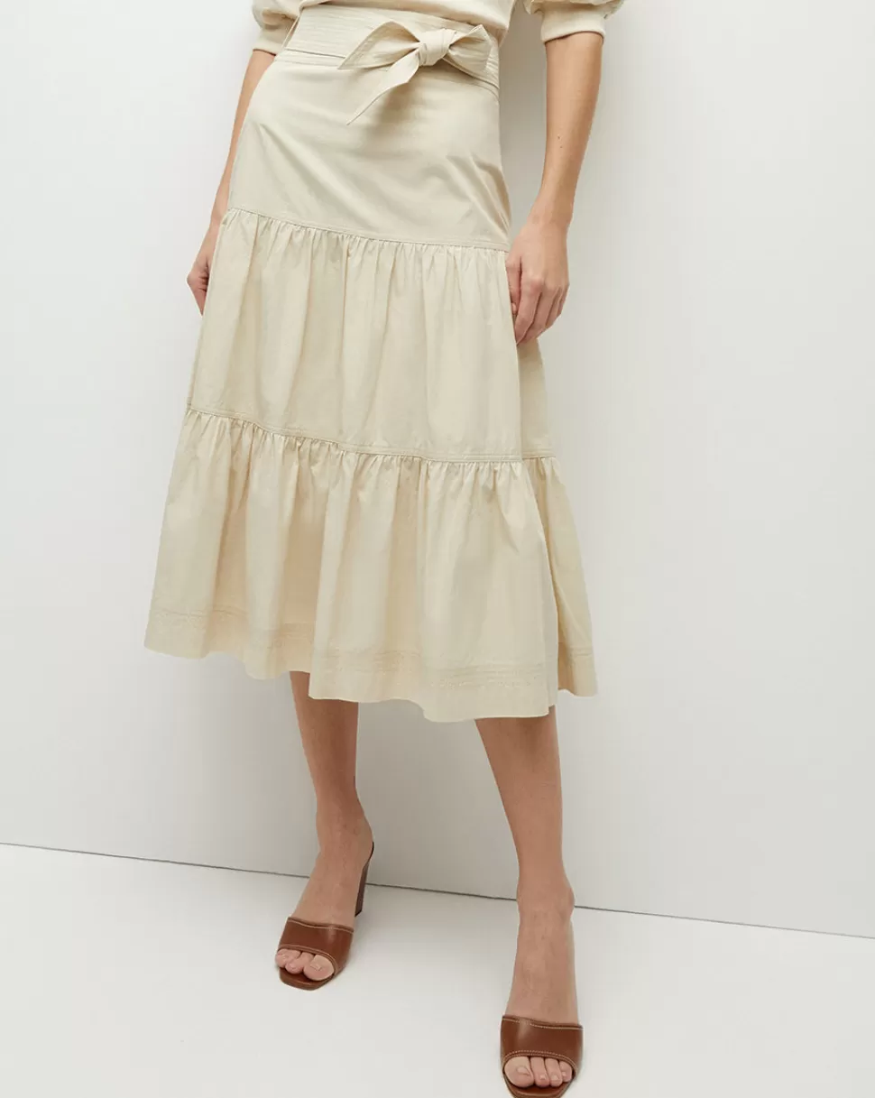 Veronica Beard Clothing | Skirts & Shorts>Armida Tiered Stretch-Cotton Midi Skirt Limestone