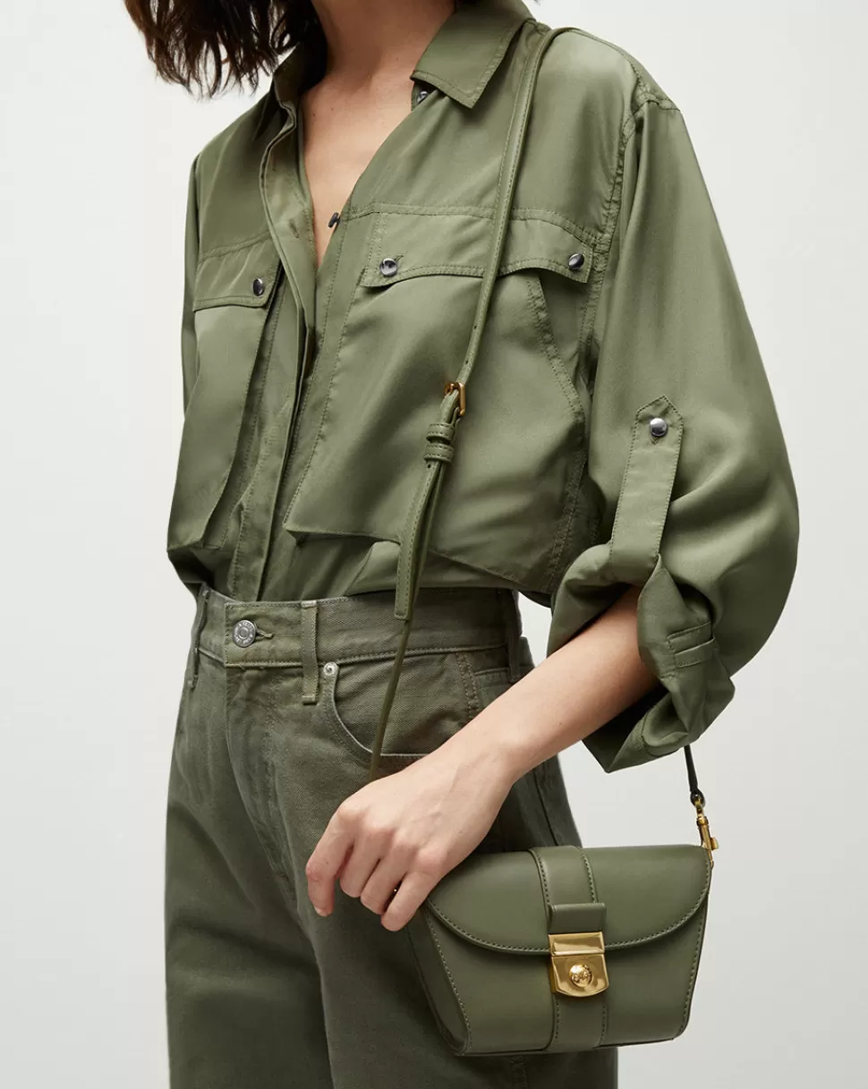 Veronica Beard Handbags | The Veronicas’ Favorites>Army Green Crest-Lock Leather Crossbody Bag Stone Army