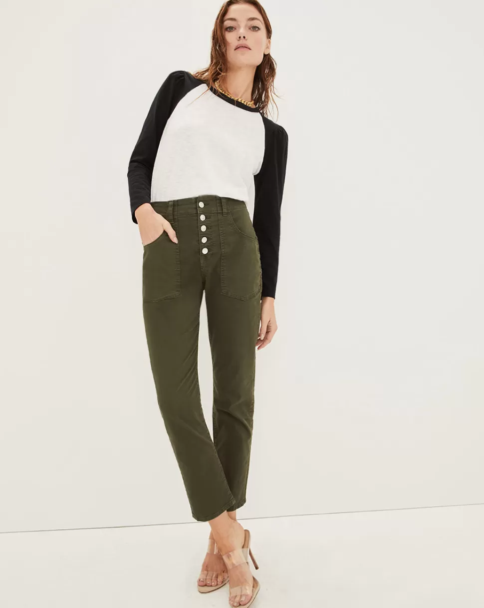 Veronica Beard Pants>Arya Cargo Straight Leg Army Green