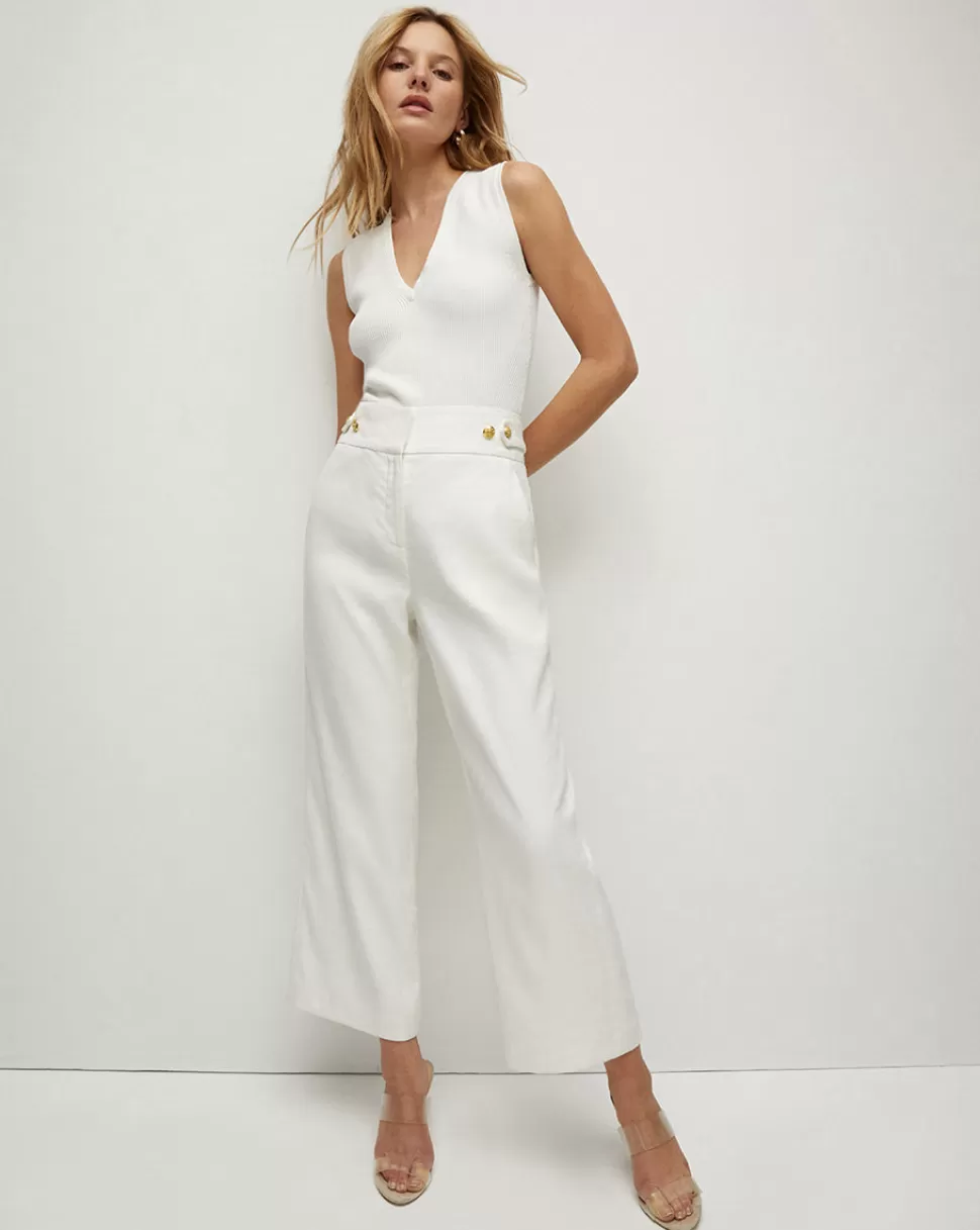 Veronica Beard Cult Classics | Matching Sets>Aubrie Women's Linen Cropped Pant White