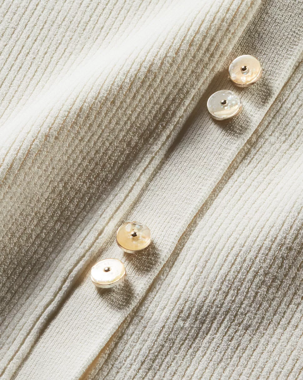 Veronica Beard Clothing | Sweaters>Aviva Polo-Collar Ribbed Cardigan Off-White