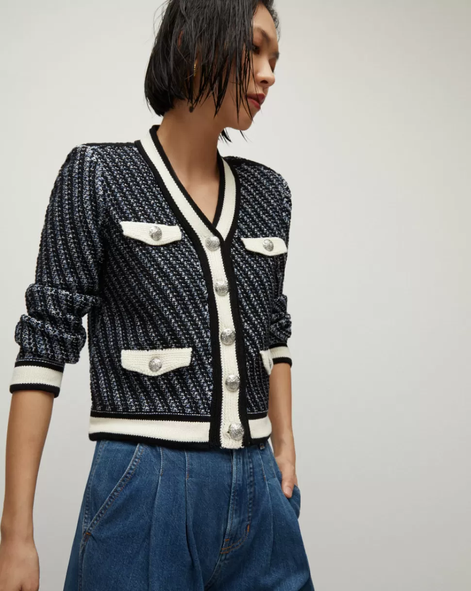 Veronica Beard Clothing | Sweaters>Bealila Contrast-Trim V-Neck Cardigan Multi