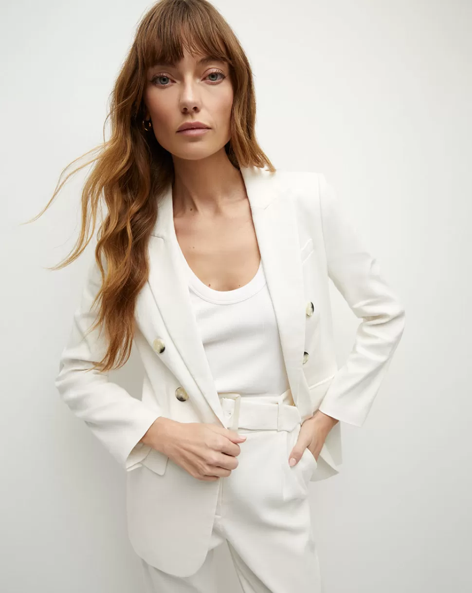 Veronica Beard Clothing | Jackets & Vests>Bexley White Stretch-Linen Jacket Off-White