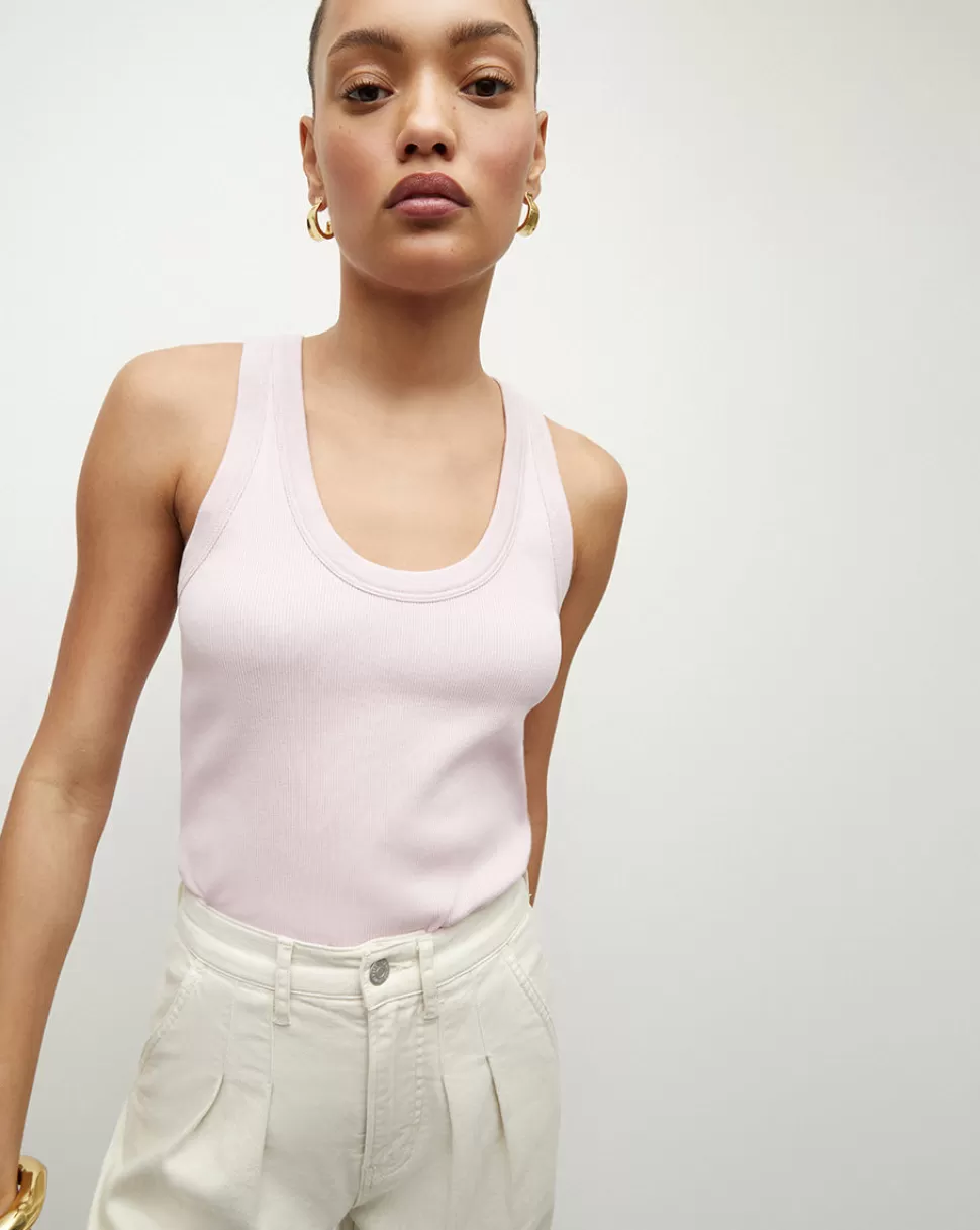 Veronica Beard Tops & Tees | Clothing>Birke Cotton Scoop Neck Tank Top Barely Orchid