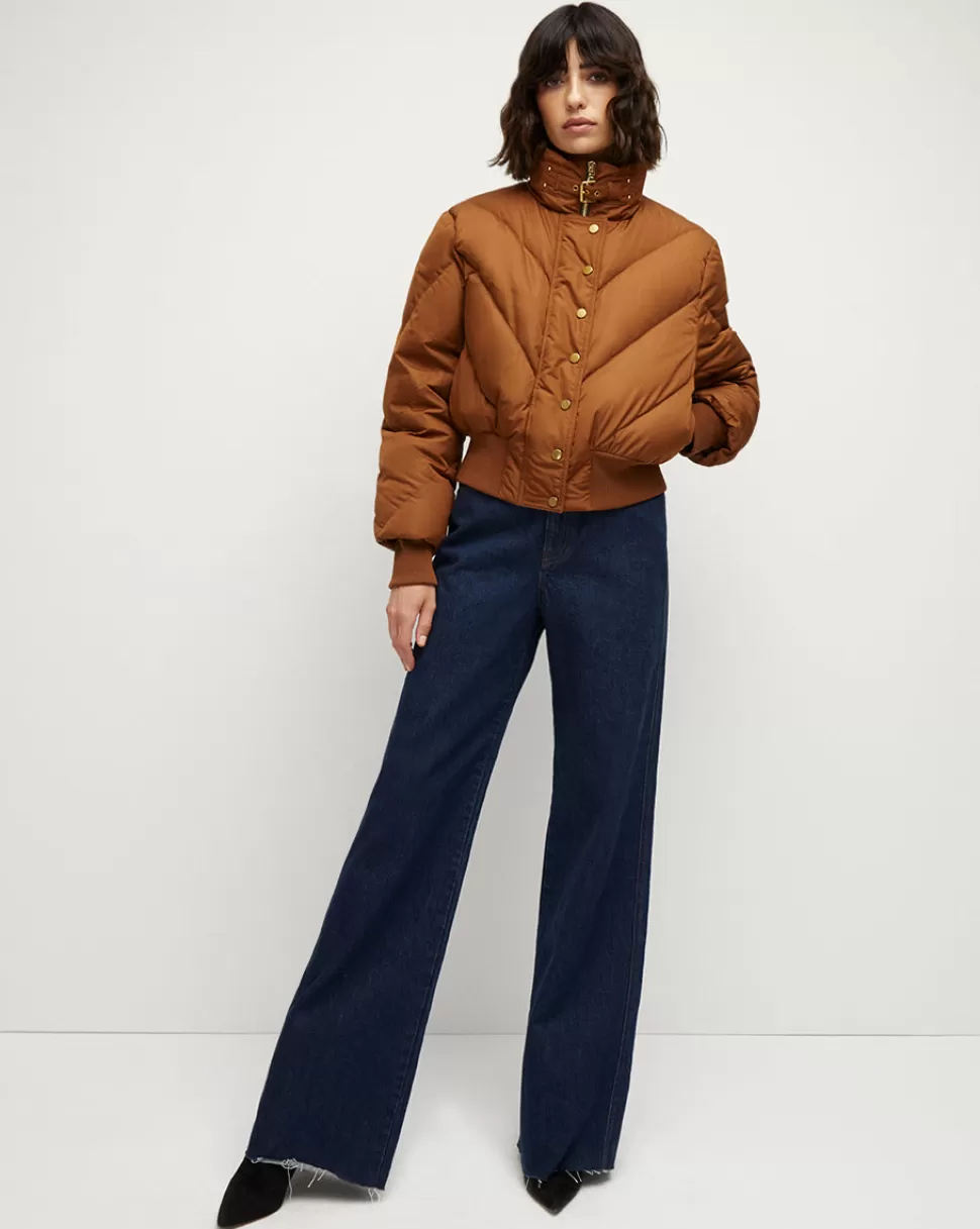 Veronica Beard Outerwear>Burdette Quilted Down Puffer Dark Ochre