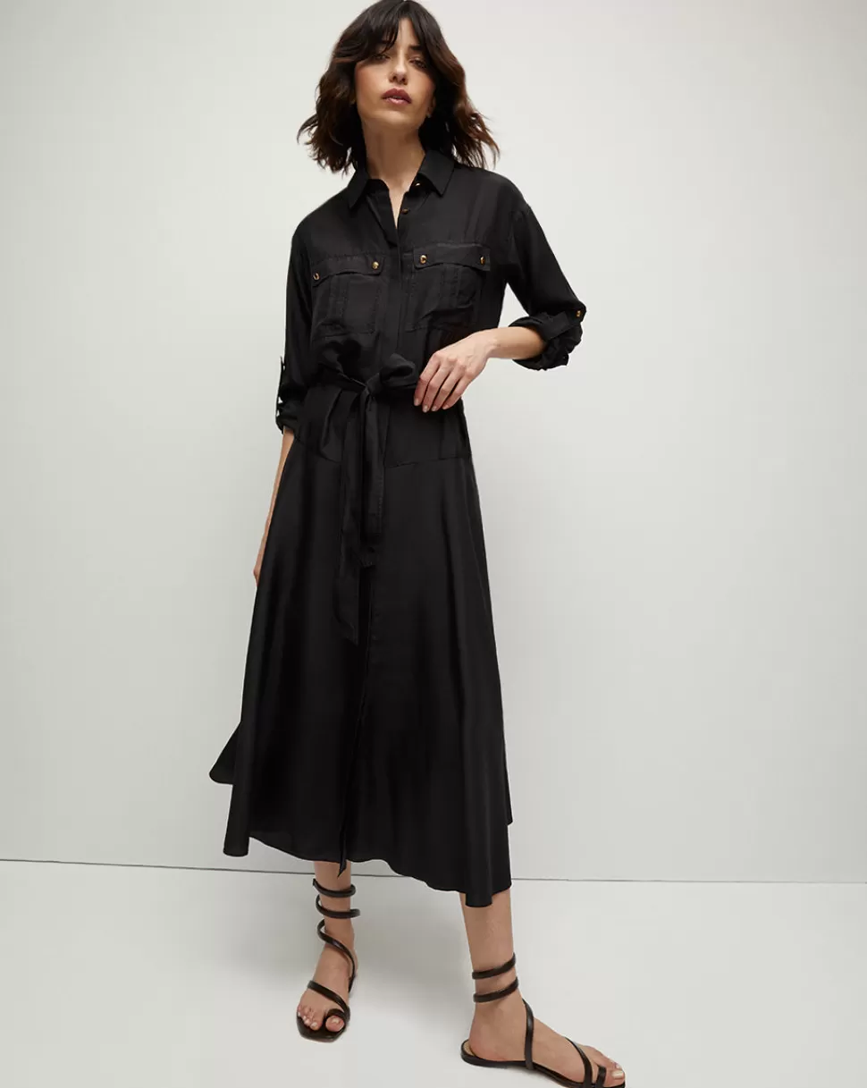 Veronica Beard Best Sellers | Clothing>Camille Silk Shirt Dress Black