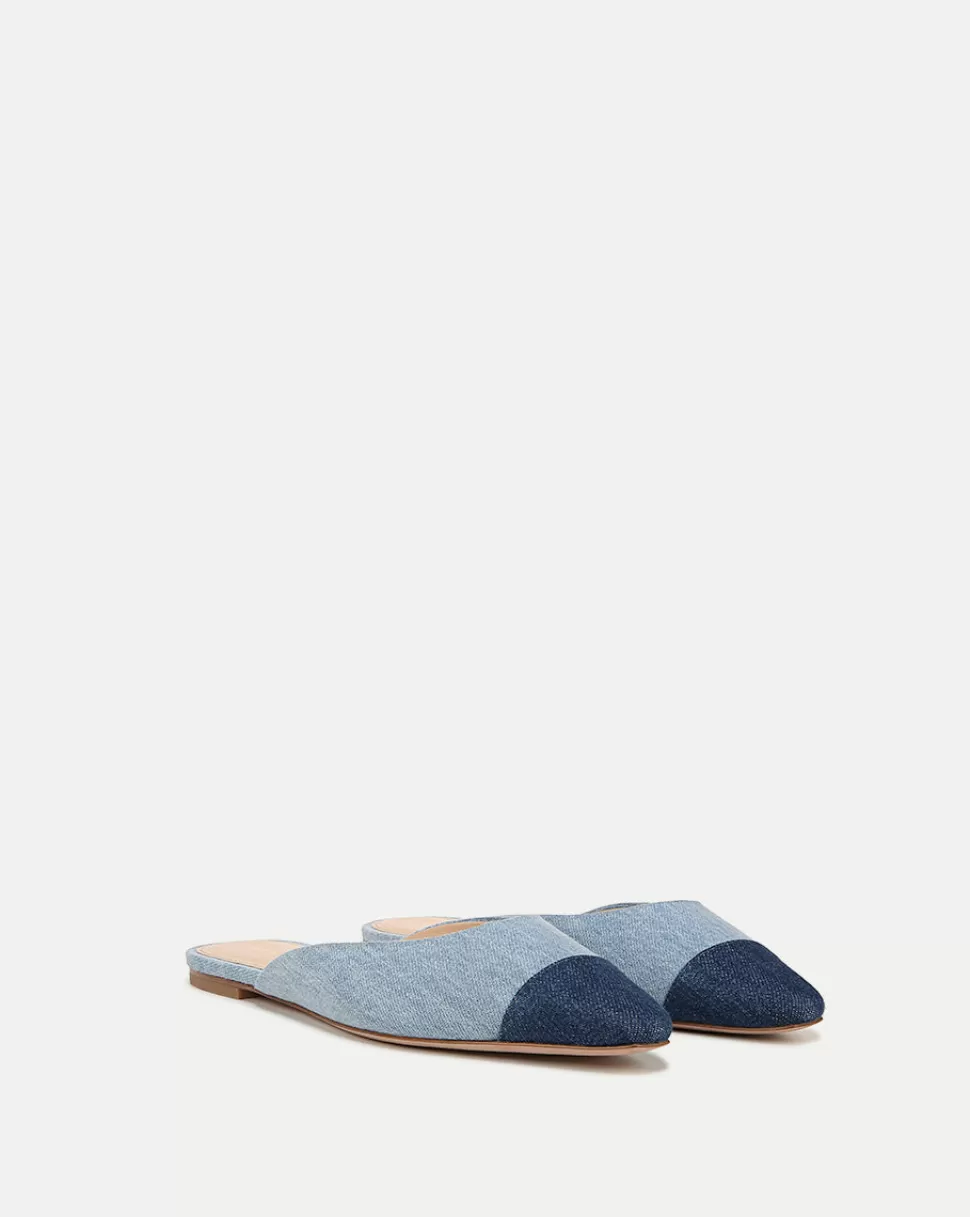 Veronica Beard Shoes | All Shoes>Carlotta Denim Flat Mules Blue