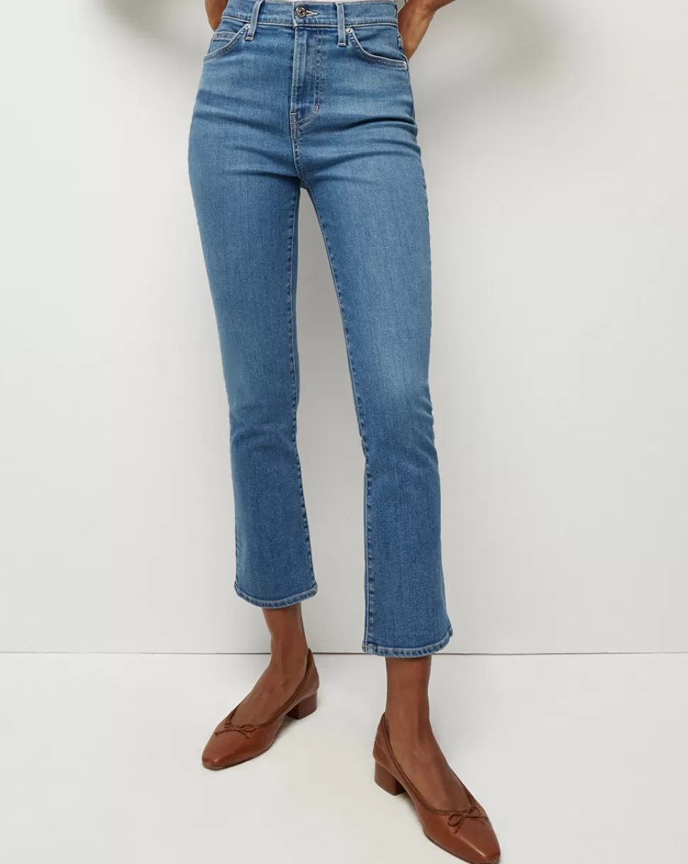 Veronica Beard Jeans | The Vacation Edit>Carly High-Rise Cropped Kick-Flare Jean Bright Lakeshore