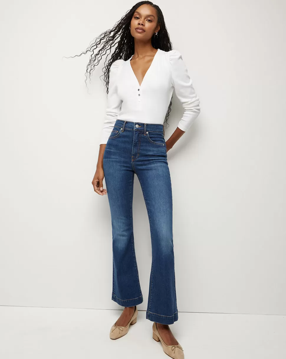 Veronica Beard Clothing | Jeans>Carson Kick-Flare High-Rise Jean Bright Blue