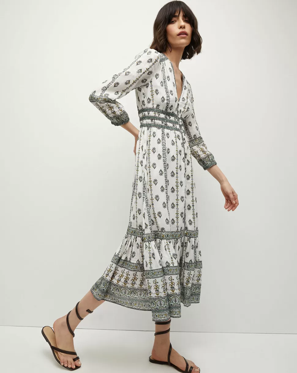 Veronica Beard Clothing | Dresses>Castella Floral Boho Midi Dress Ivory Multi