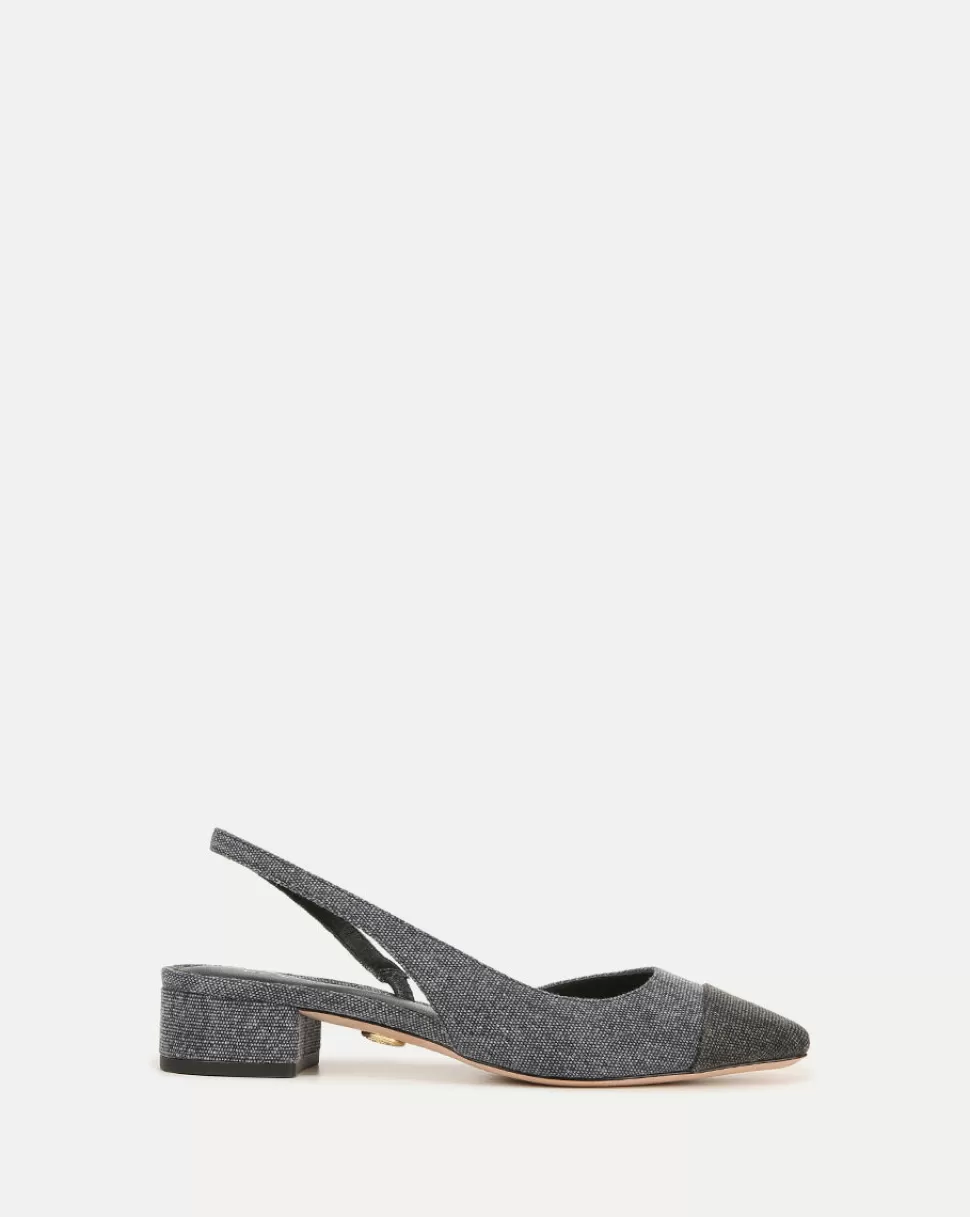 Veronica Beard Shoes | All Shoes>Cecile Cap-Toe Denim Slingback Blue/Black