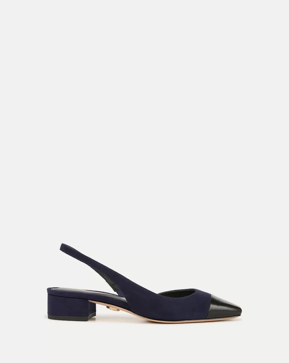 Veronica Beard Shoes | All Shoes>Cecile Cap-Toe Suede Slingback Indigo