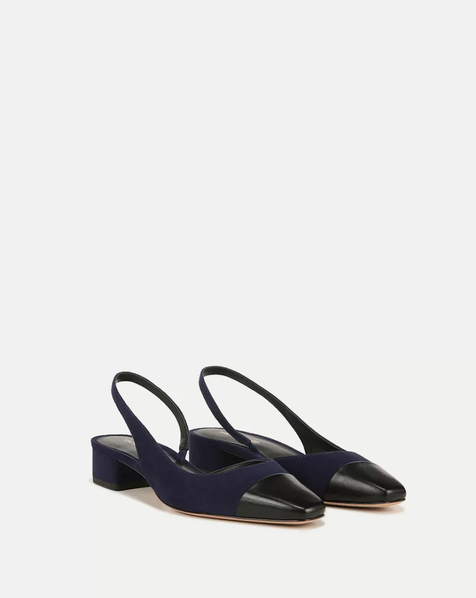 Veronica Beard Shoes | All Shoes>Cecile Cap-Toe Suede Slingback Indigo