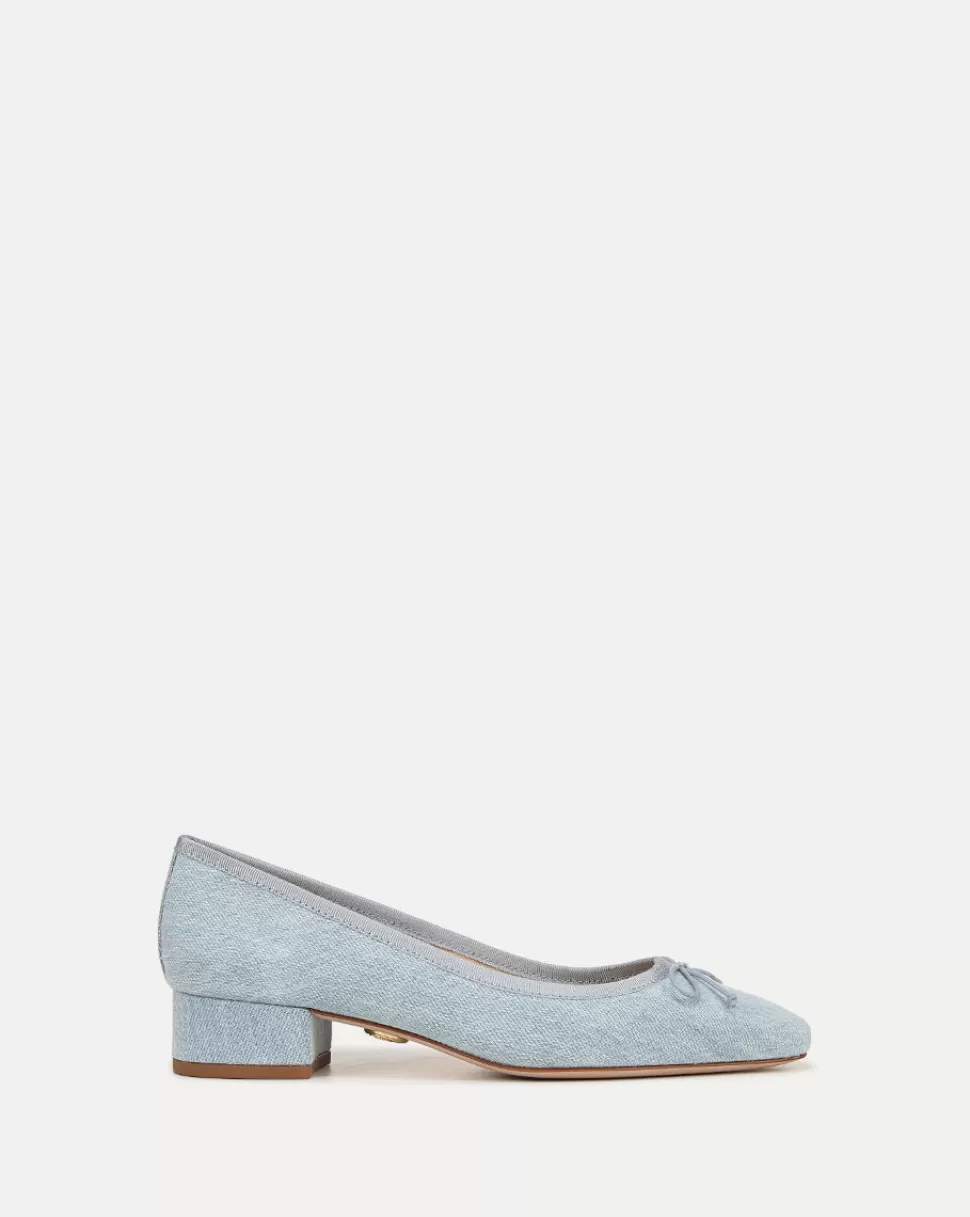 Veronica Beard Shoes | All Shoes>Cecile Denim Block Heel Ballet Pumps Blue