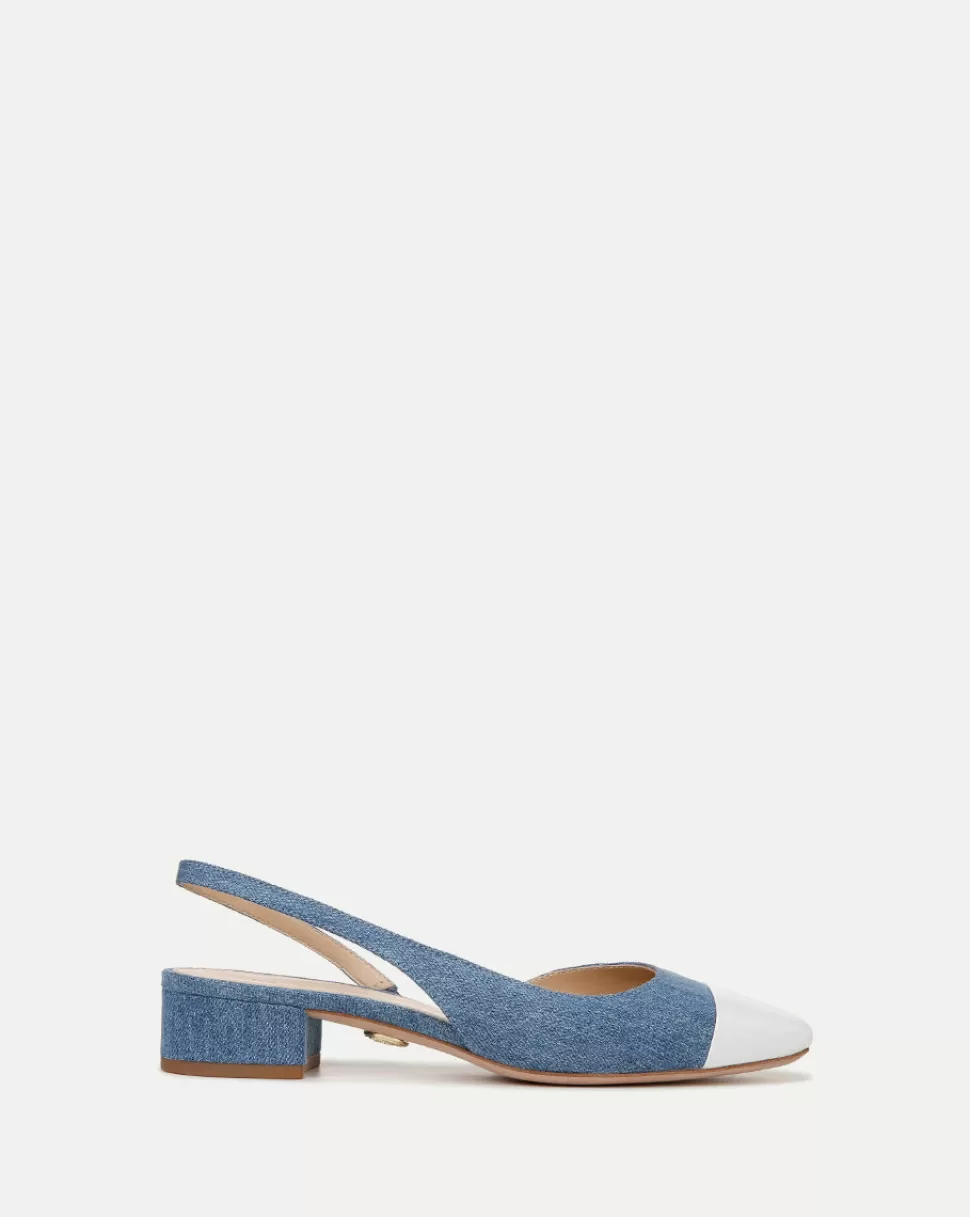 Veronica Beard Shoes | All Shoes>Cecile Denim Cap-Toe Slingback Denim/Coconut