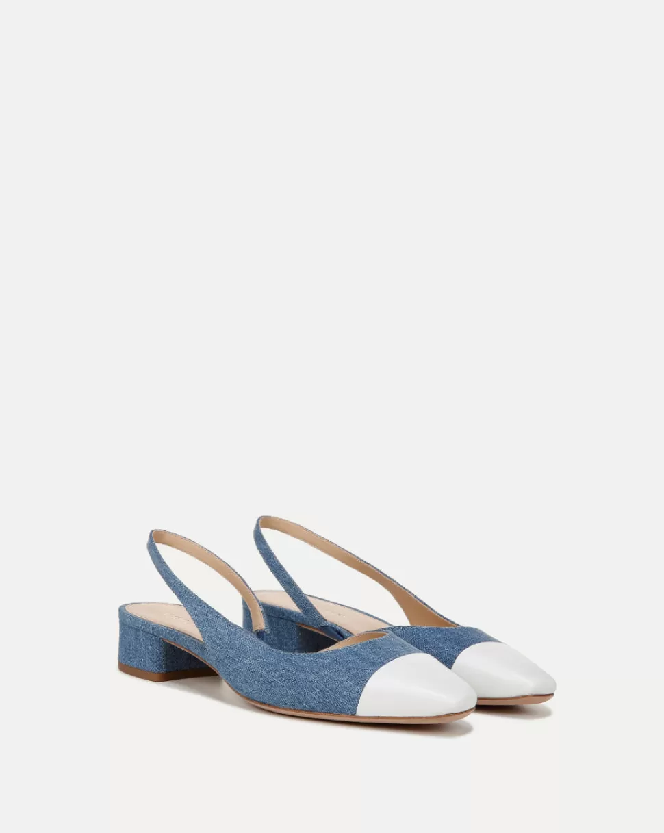 Veronica Beard Shoes | All Shoes>Cecile Denim Cap-Toe Slingback Denim/Coconut