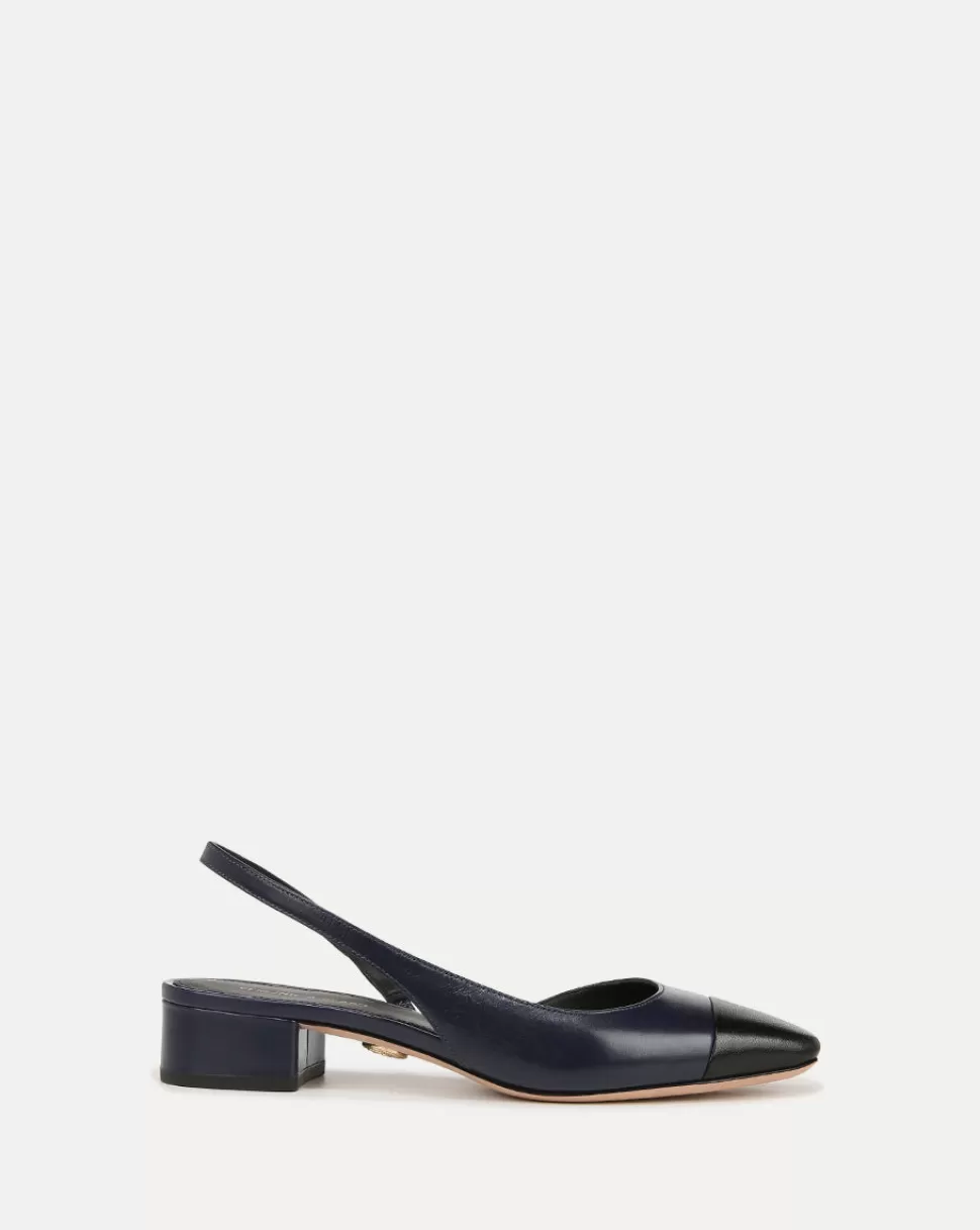 Veronica Beard Shoes | All Shoes>Cecile Leather Cap-Toe Slingback Navy/Black