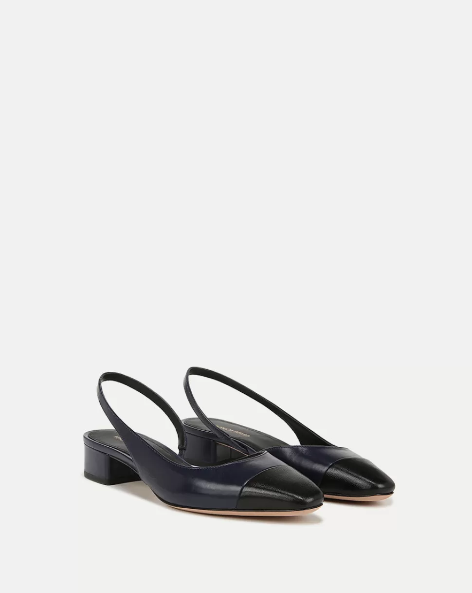 Veronica Beard Shoes | All Shoes>Cecile Leather Cap-Toe Slingback Navy/Black