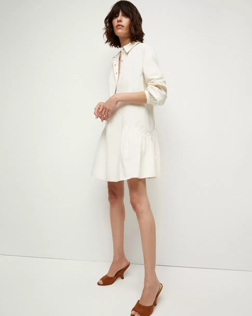 Veronica Beard Dresses | The Vacation Edit>Chaia Long-Sleeve Denim Shirtdress Ecru