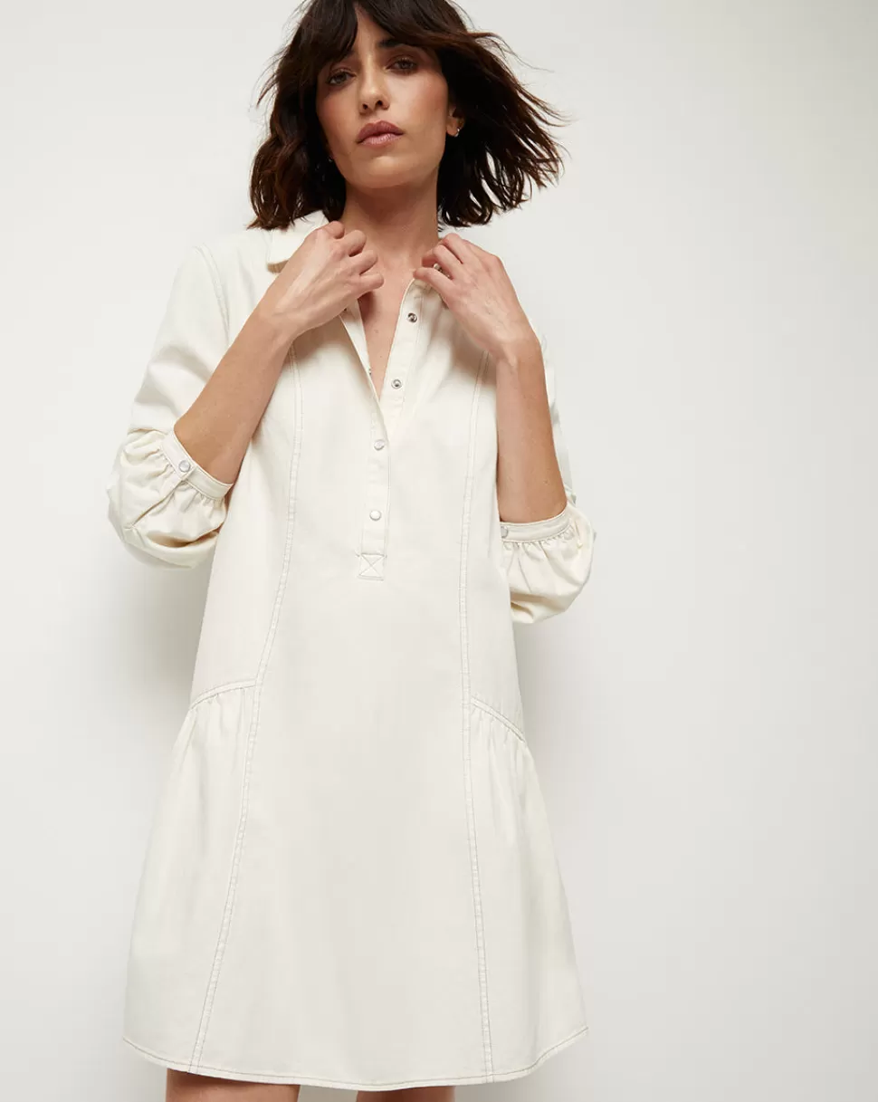 Veronica Beard Dresses | The Vacation Edit>Chaia Long-Sleeve Denim Shirtdress Ecru