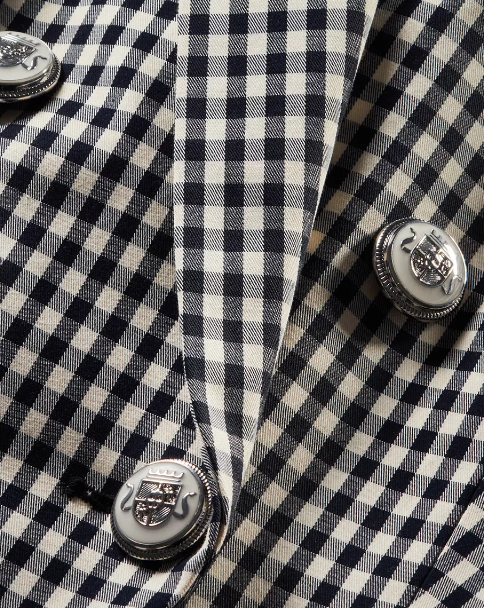 Veronica Beard Clothing | Jackets & Vests>Charleston Gingham Dickey Blazer Jacket Black/Ecru