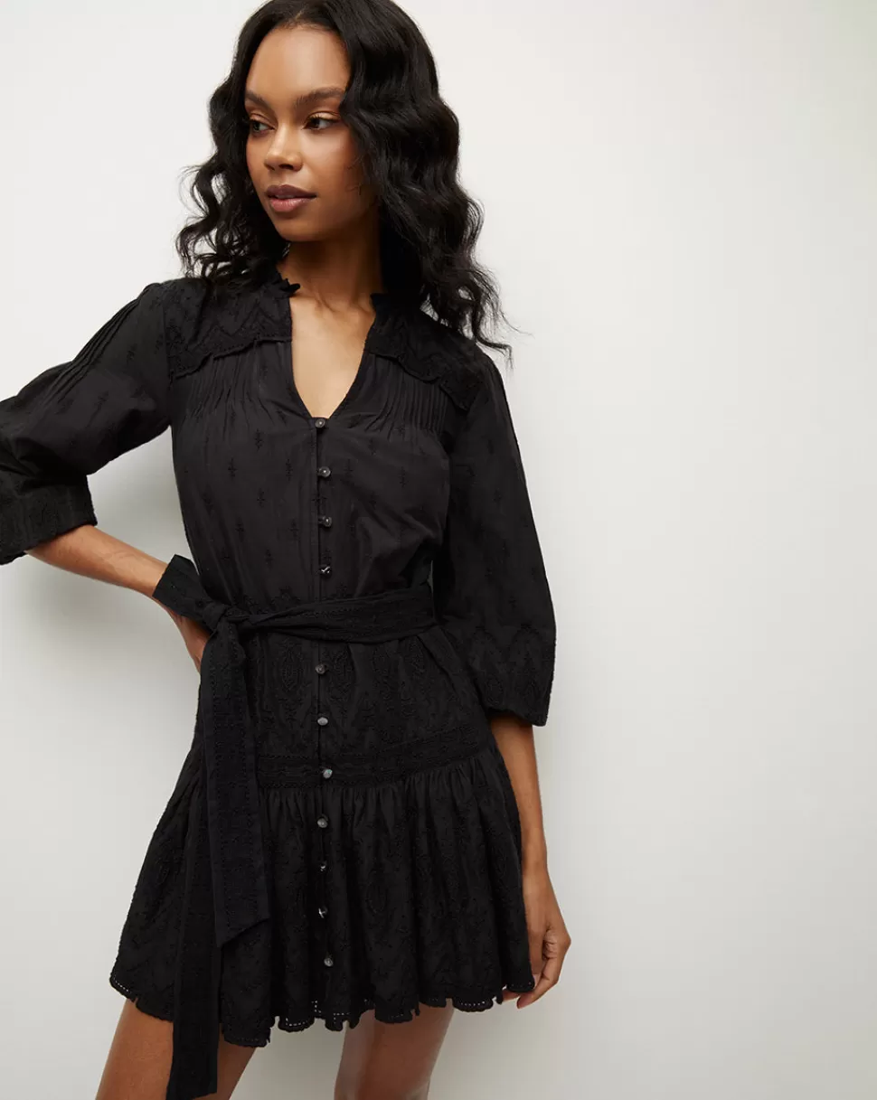 Veronica Beard Clothing | Dresses>Chrisjen Cotton Eyelet Mini Dress Black