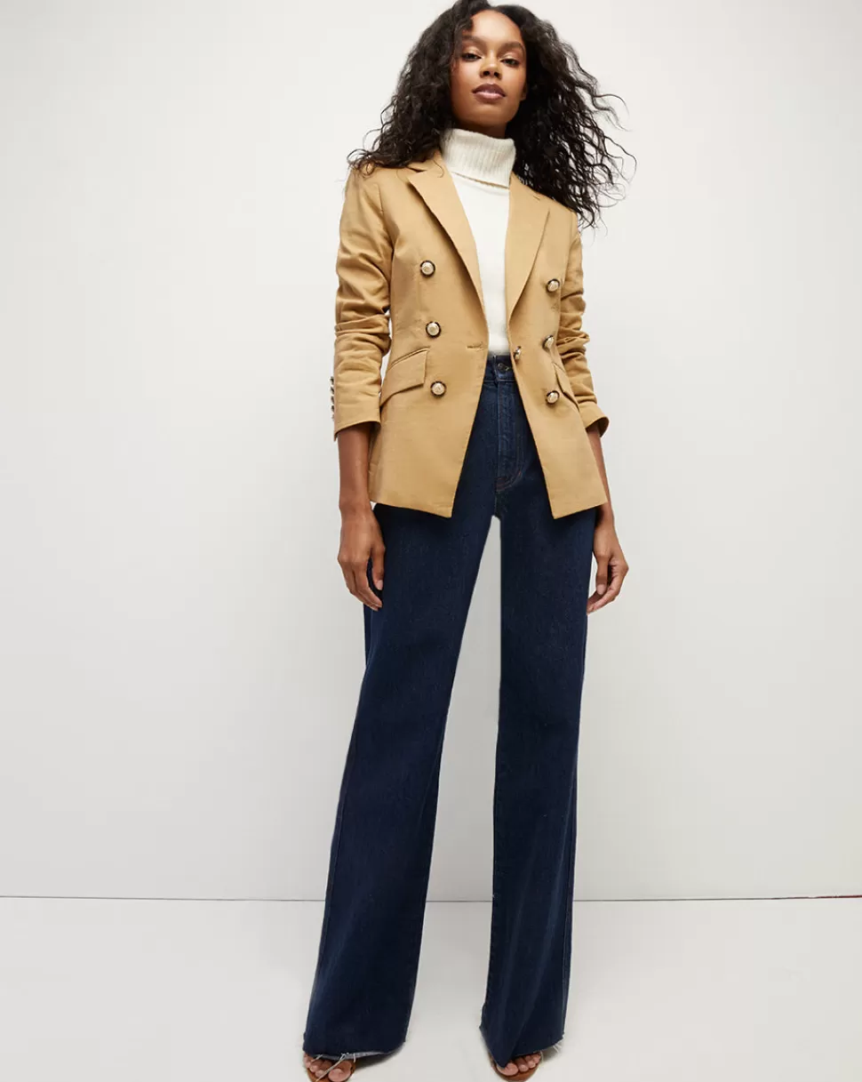 Veronica Beard Jackets & Vests | Matching Sets>Clifton Stretch-Linen Tuxedo Dickey Jacket Khaki