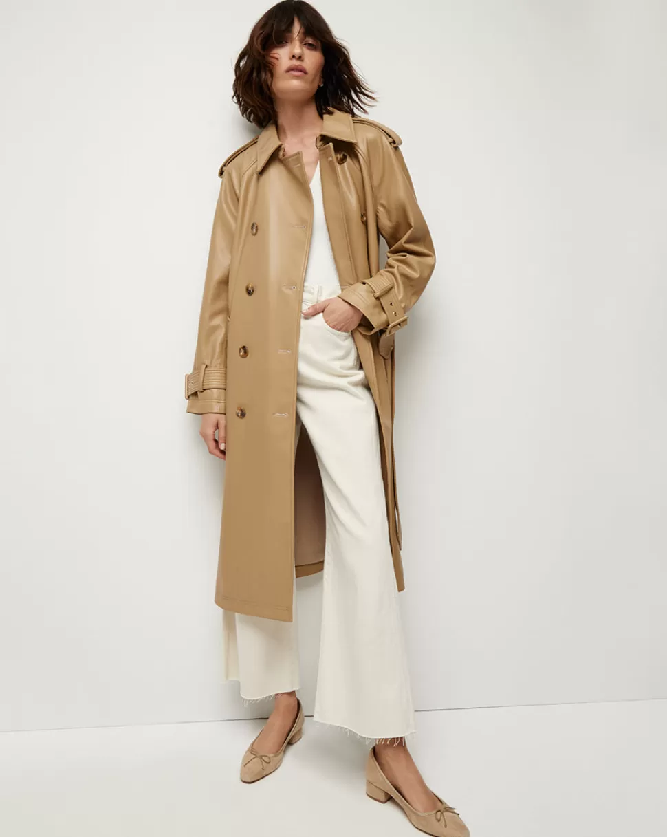 Veronica Beard Jackets & Vests | Matching Sets>Conneley Vegan Leather Dickey Trench Coat Khaki