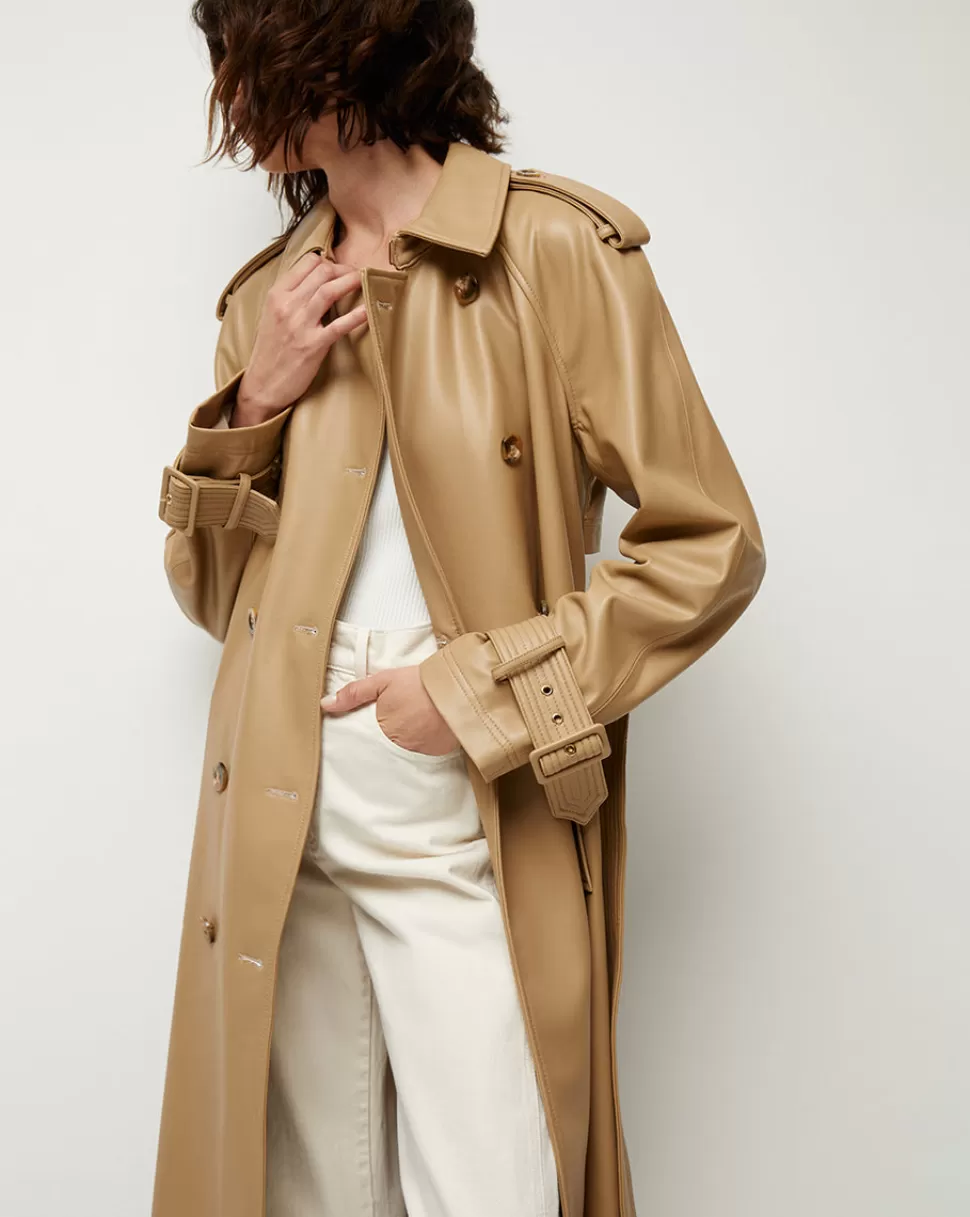 Veronica Beard Jackets & Vests | Matching Sets>Conneley Vegan Leather Dickey Trench Coat Khaki