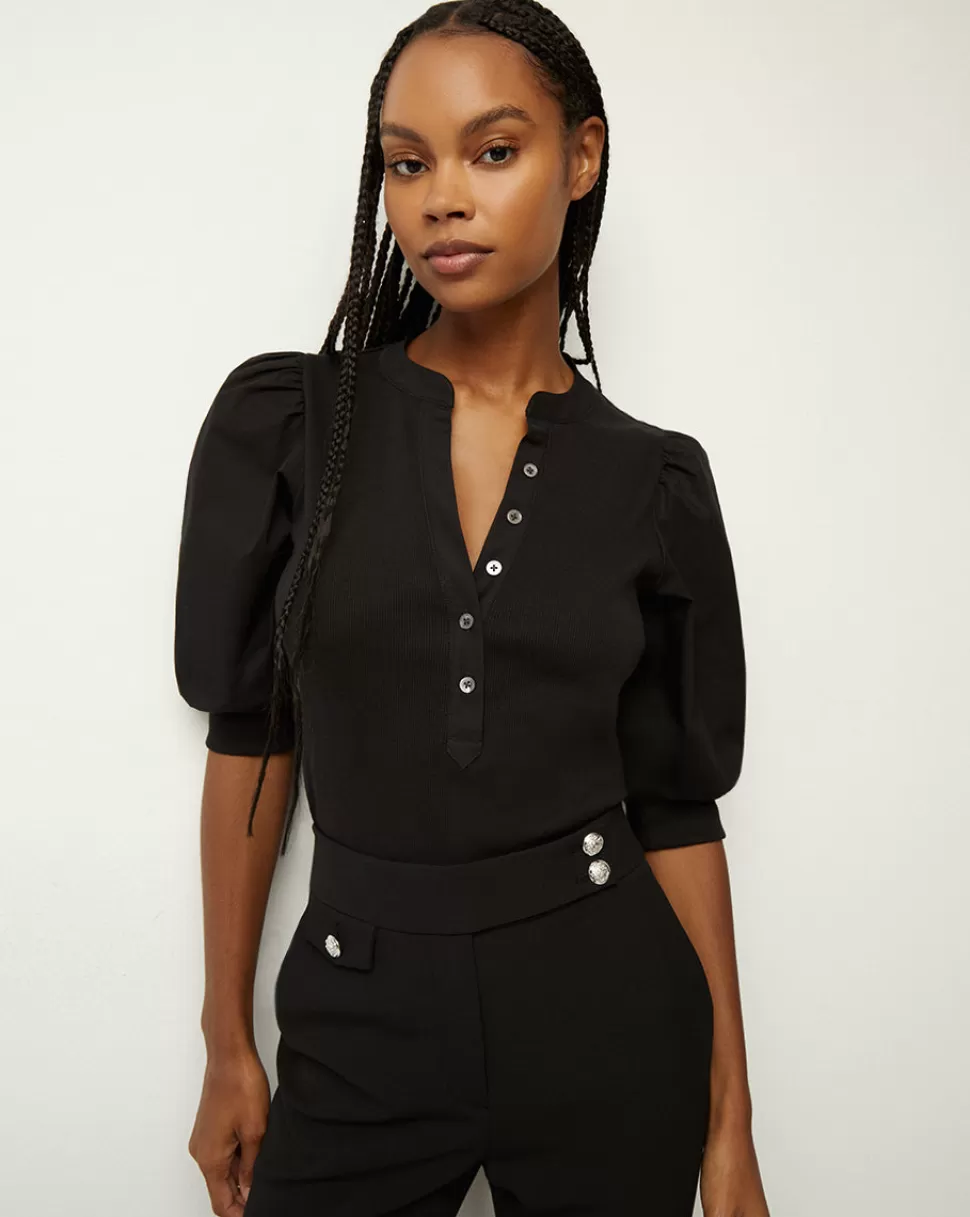 Veronica Beard Best Sellers | Cult Classics>Coralee Puff Sleeve Button Down Blouse Black