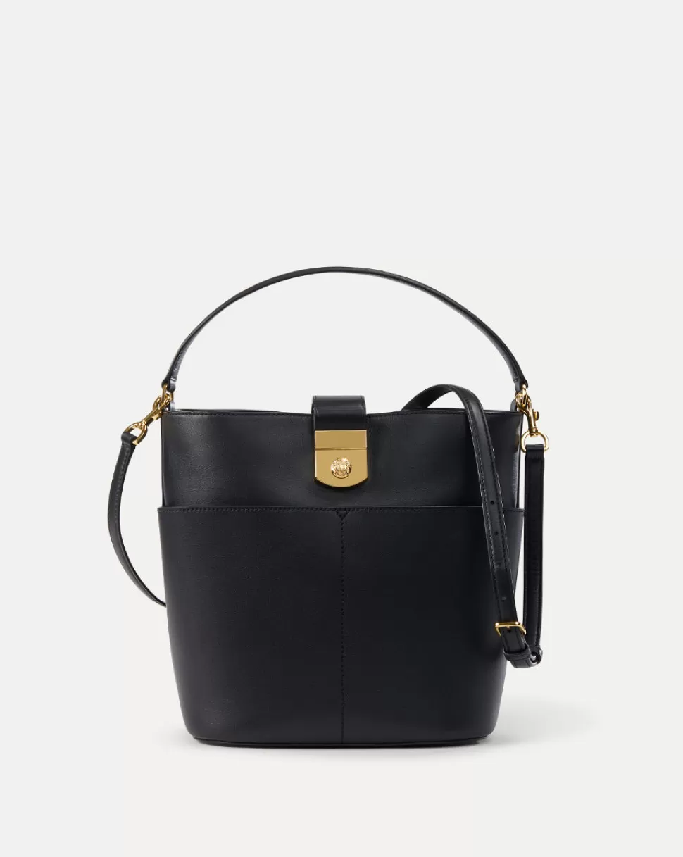 Veronica Beard Handbags | The Veronicas’ Favorites>Crest Lock Leather Bucket Bag Black