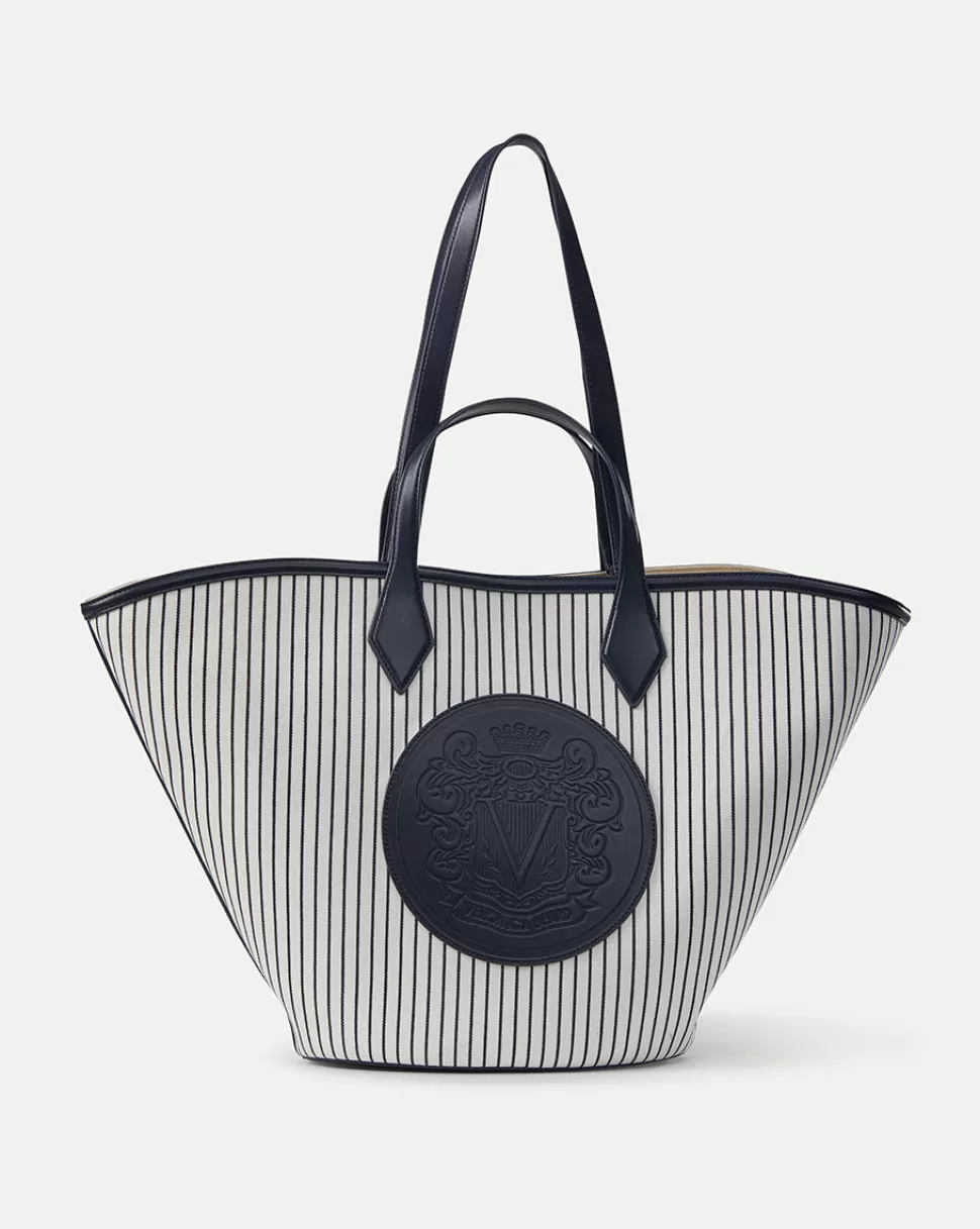 Veronica Beard Handbags | The Veronicas’ Favorites>Crest Striped Canvas Tote Navy Stripe