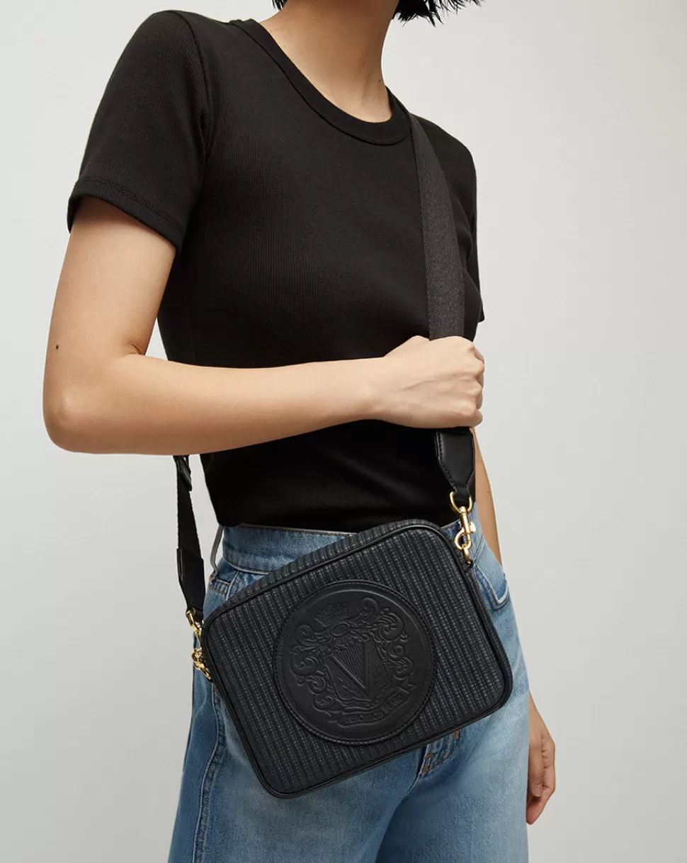 Veronica Beard Handbags | The Veronicas’ Favorites>Crest-Patch Raffia Camera Bag Black