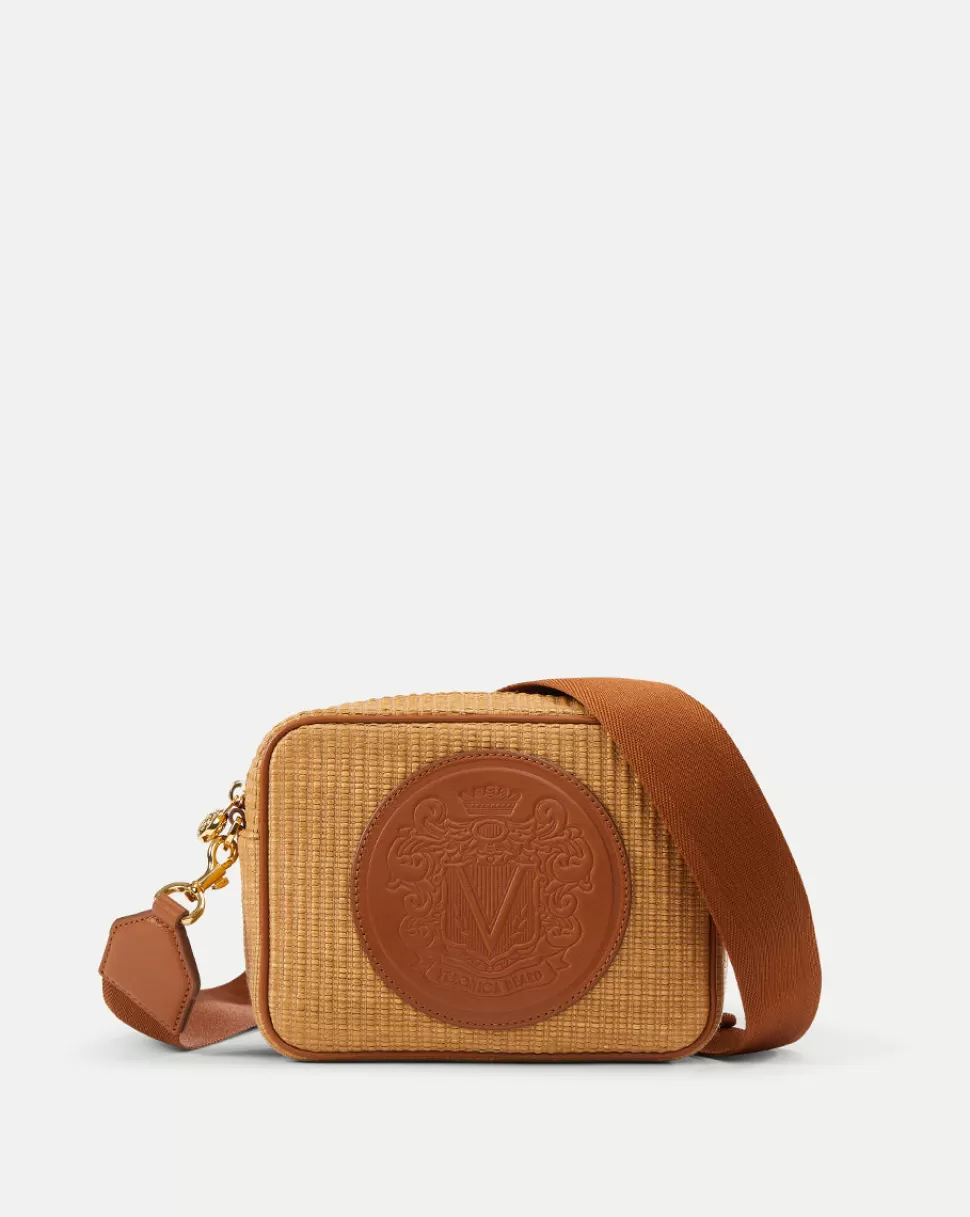 Veronica Beard Handbags | The Veronicas’ Favorites>Crest-Patch Raffia Camera Bag Camel Raffia