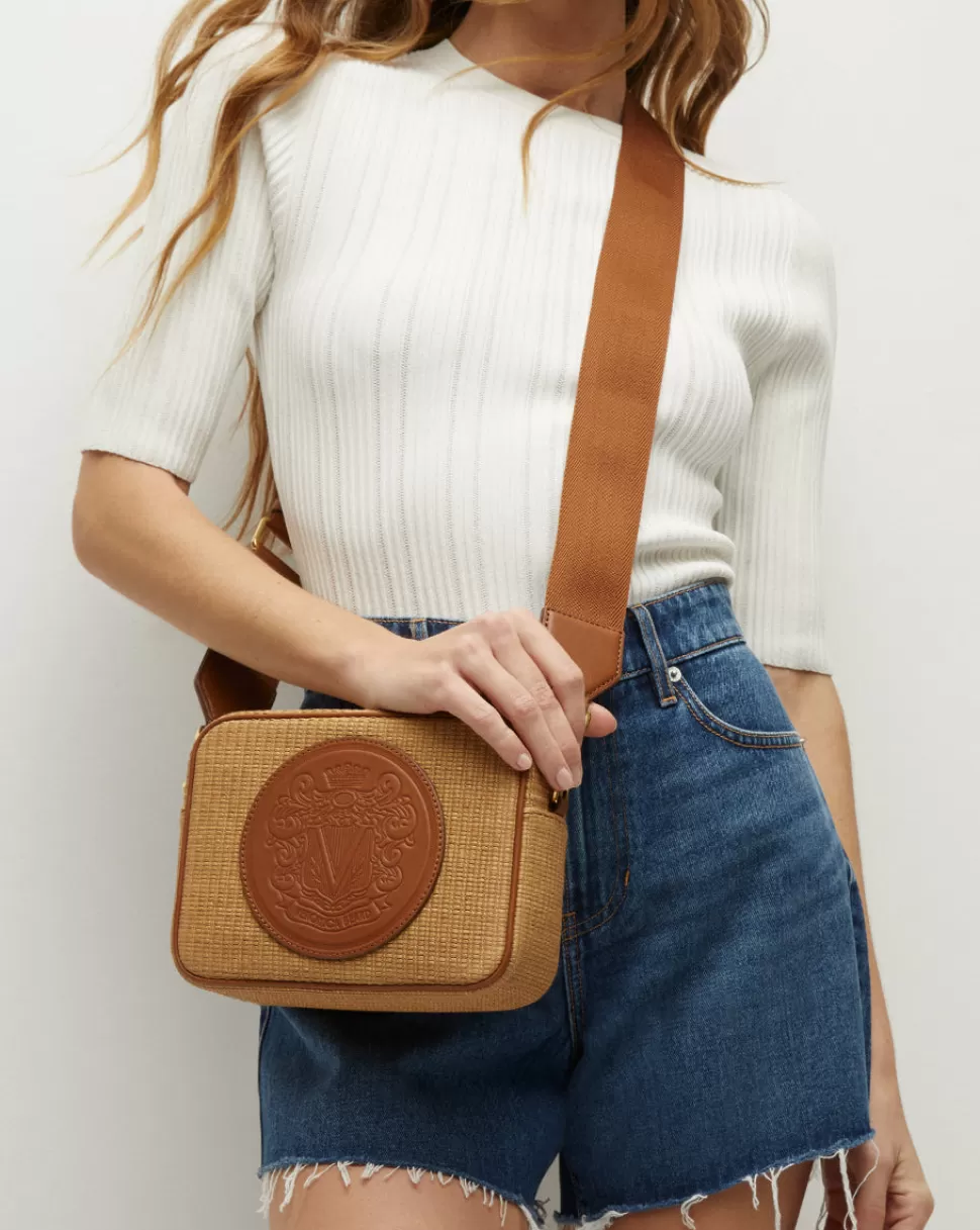 Veronica Beard Handbags | The Veronicas’ Favorites>Crest-Patch Raffia Camera Bag Camel Raffia