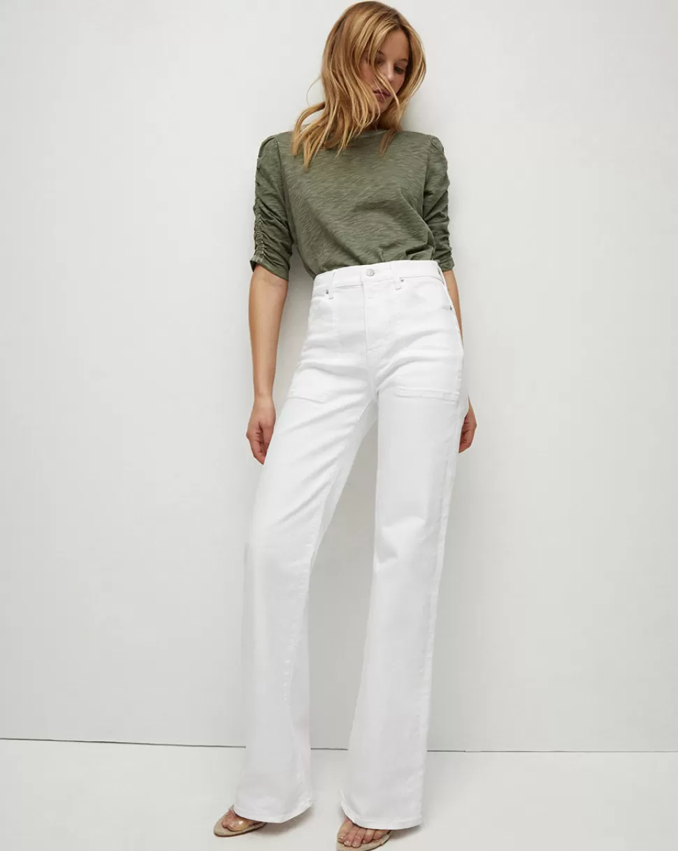 Veronica Beard Jeans>Crosbie Slim Wide-Leg Patch Pocket Jeans White