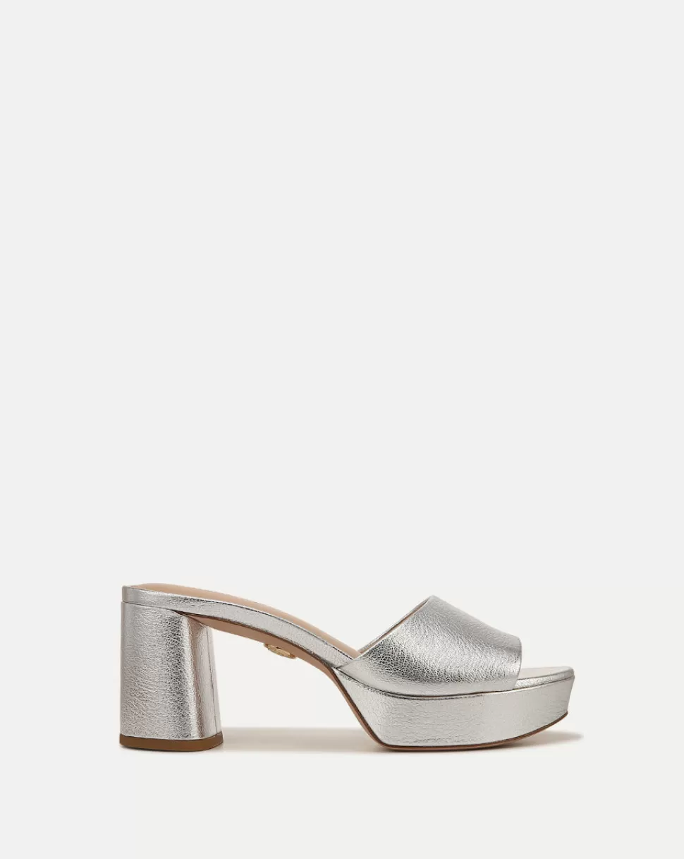 Veronica Beard Shoes | All Shoes>Dali Metallic Leather Block Heel Sandal Silver