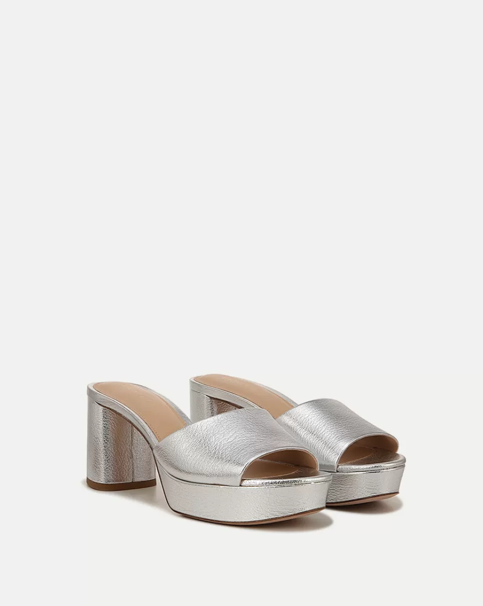 Veronica Beard Shoes | All Shoes>Dali Metallic Leather Block Heel Sandal Silver