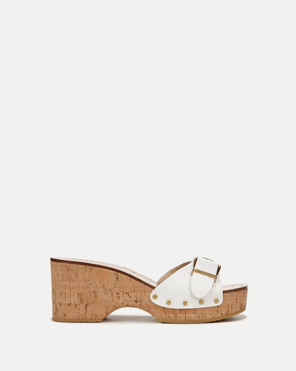 Veronica Beard Shoes | All Shoes>Dallas Croc-Embossed Leather Sandal Coconut