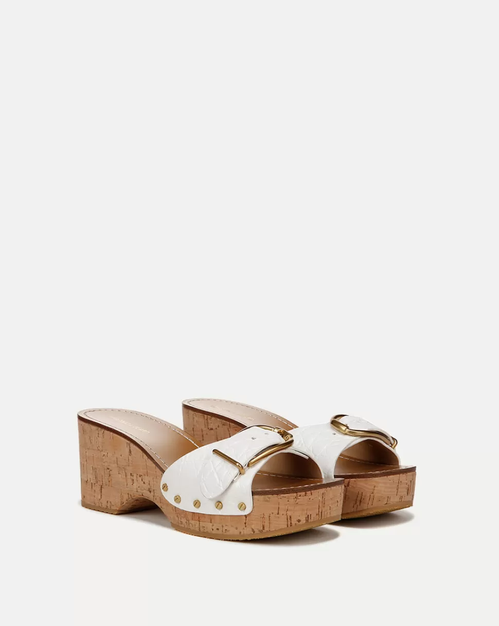 Veronica Beard Shoes | All Shoes>Dallas Croc-Embossed Leather Sandal Coconut